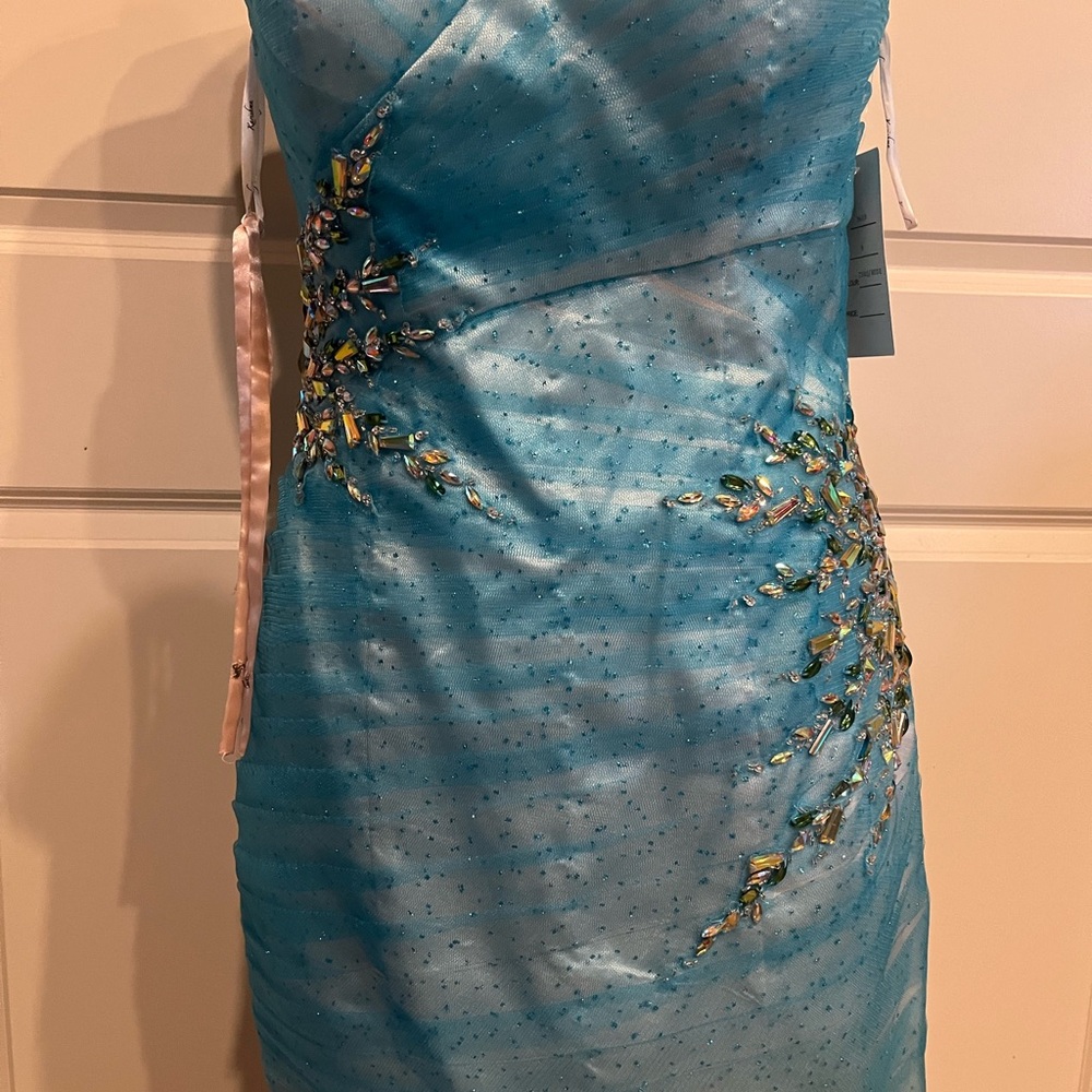 Chic Blue Embellished Prom Dress